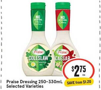 IGA Praise dressing selected varieties offer