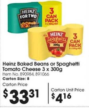 Campbells Wholesale Heinz baked beans or spaghetti tomato cheese offer