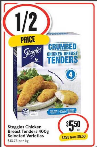IGA Steggles chicken breast tenders selected varieties offer