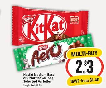 IGA Nestlé medium bars or smarties selected varieties offer