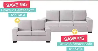 Fantastic Furniture Drake 2 seater sofa or 3 seater sofa offer