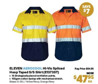 RSEA Safety Eleven aerocool hi-vis spliced hoop taped s s shirt offer