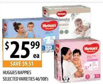 Huggies nappies selected varieties