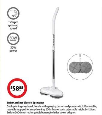 Coles Saba cordless electric spin mop offer