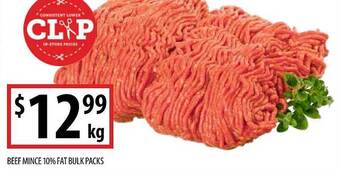 Beef mince 10% fat bulk packs