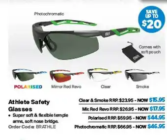 RSEA Safety Athlete safety glasses offer