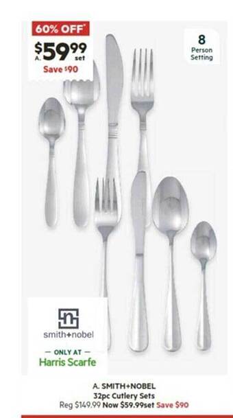 Harris Scarfe Smith+nobel 32pc cutlery sets offer