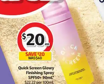 Coles Quick screen glowy finishing spray spf50+ 90ml offer