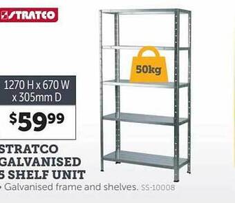 Stratco Stratco galvanised 5 shelf unit offer