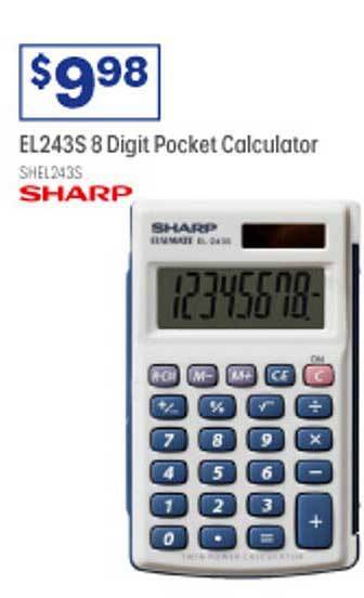 El243s 8 digit pocket calculator sharp