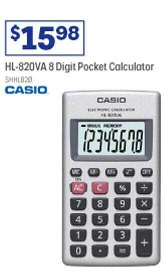 Officeworks Hl-820va 8 digit pocket calculator casio offer