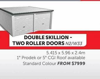 Stratco Double skillion - two roller doors offer