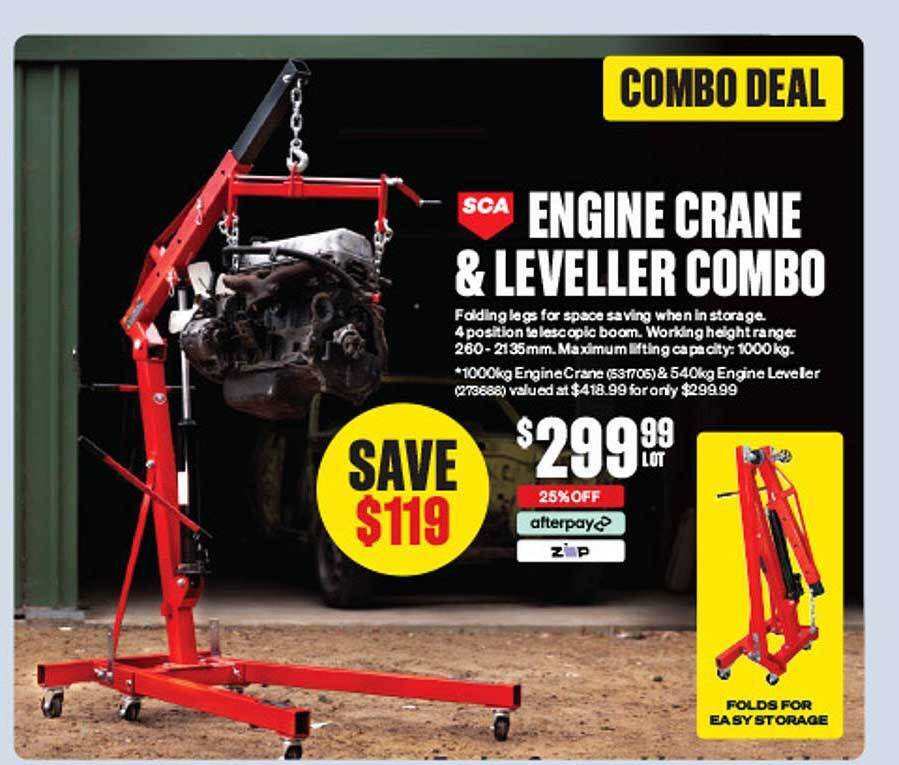 Sca engine crane & leveller combo offer at SuperCheap Auto