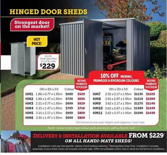 Stratco Hinged door sheds offer