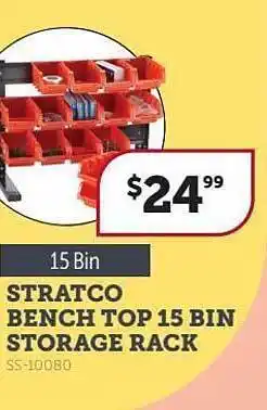 Stratco Stratco bench top 15 bin storage rack offer