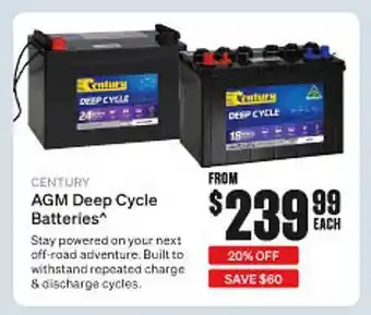 SuperCheap Auto Century agm deep cycle batteries offer