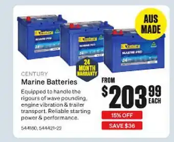 SuperCheap Auto Century marien batteries offer