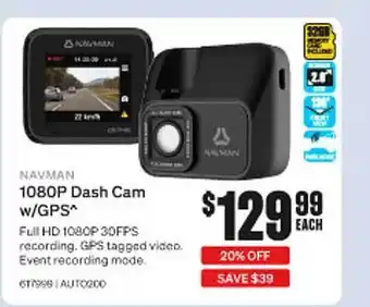 SuperCheap Auto Navman 1080p dash cam w gps offer