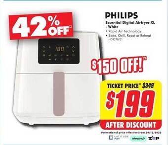 The Good Guys Philips essential digital airfryer xl - white offer