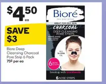 Woolworths Biore deep cleansing charcoal pore strip 6 pack offer