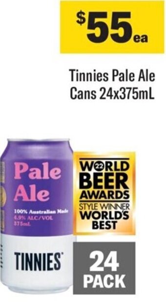 Coles Tinnies Pale Ale Cans 24x375ml offer