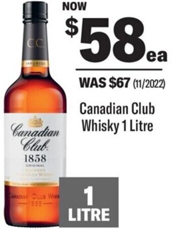 Coles Canadian Club Whisky 1 Litre offer