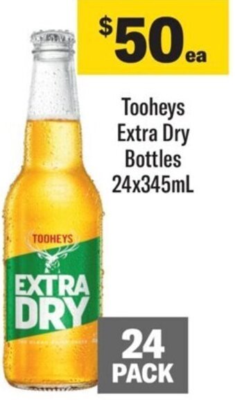 Coles Tooheys Extra Dry Bottles 24x345ml offer