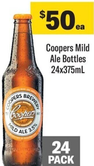 Coles Coopers Mild Ale Bottles 24x375ml offer