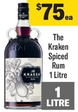Coles The Kraken Spiced Rum 1 Litre offer