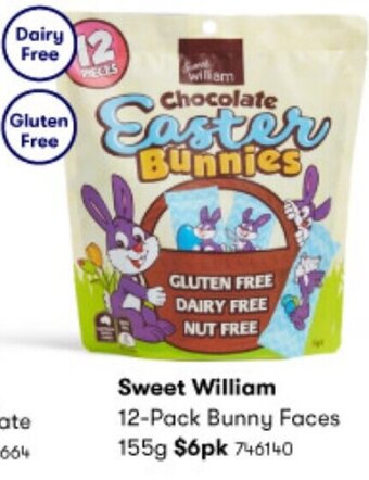 Sweet William 12-Pack Bunny Faces 155g