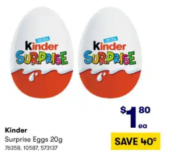 BIG W Kinder Surprise Eggs 20g offer