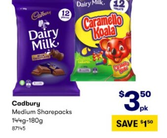 Cadbury Medium Sharepacks 144g-180g