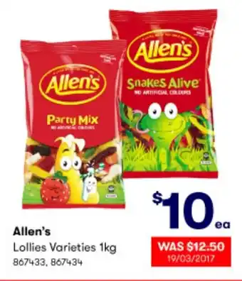 BIG W Allen's Lollies Varieties 1kg offer