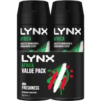 Lynx africa body spray twin pack 2x165ml