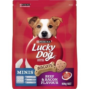 BIG W Purina lucky dog mini biscuits 800g - beef & bacon offer