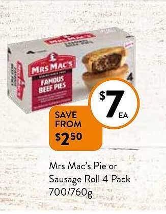 Foodworks Mrs mac's pie or sausage roll offer