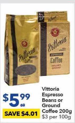 Ritchies Vittoria espresso beans or ground coffee offer