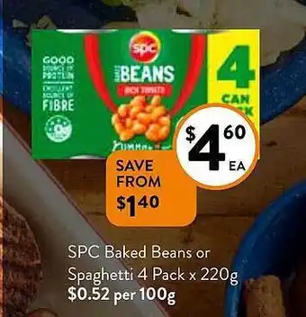 Foodworks Spc baked beans or spaghetti offer