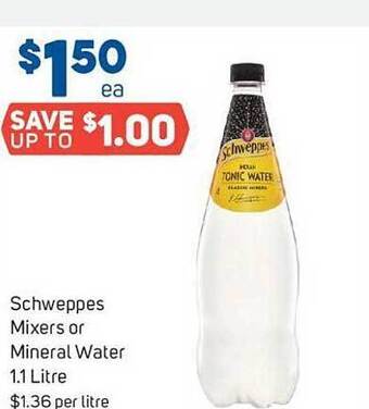 Foodland Schweppes mixers or mineral water offer