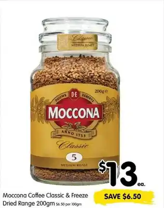 Spar Moccona coffee classic & freeze dried offer