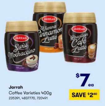 BIG W Jarrah Coffee Varieties 400g offer