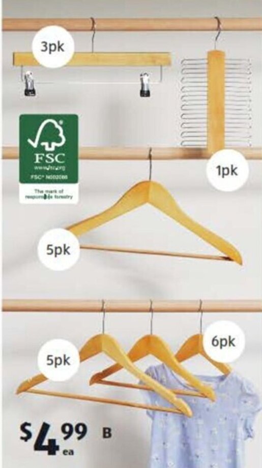 Wooden Clothes Hangers offer at ALDI