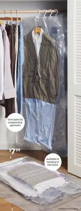 Vacuum Storage Bags or Hanging Vacuum Garments Bags