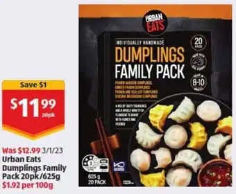 ALDI Urban Eats Dumpling Family Pack 20pk/625g offer