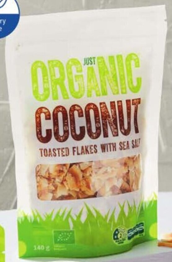 Just Organic Coconut Flakes 140g/200g offer at ALDI