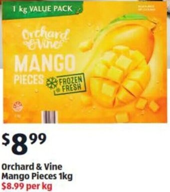 ALDI Orchard & Vine Mango Pieces 1kg offer
