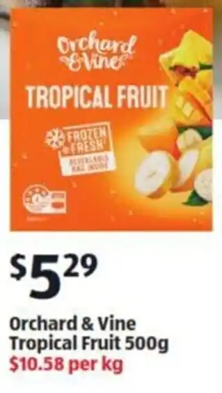 ALDI Orchard & Vine Tropical Fruit 500g offer