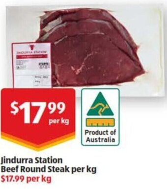 ALDI Jindurra Station Beef Round Steak per kg offer