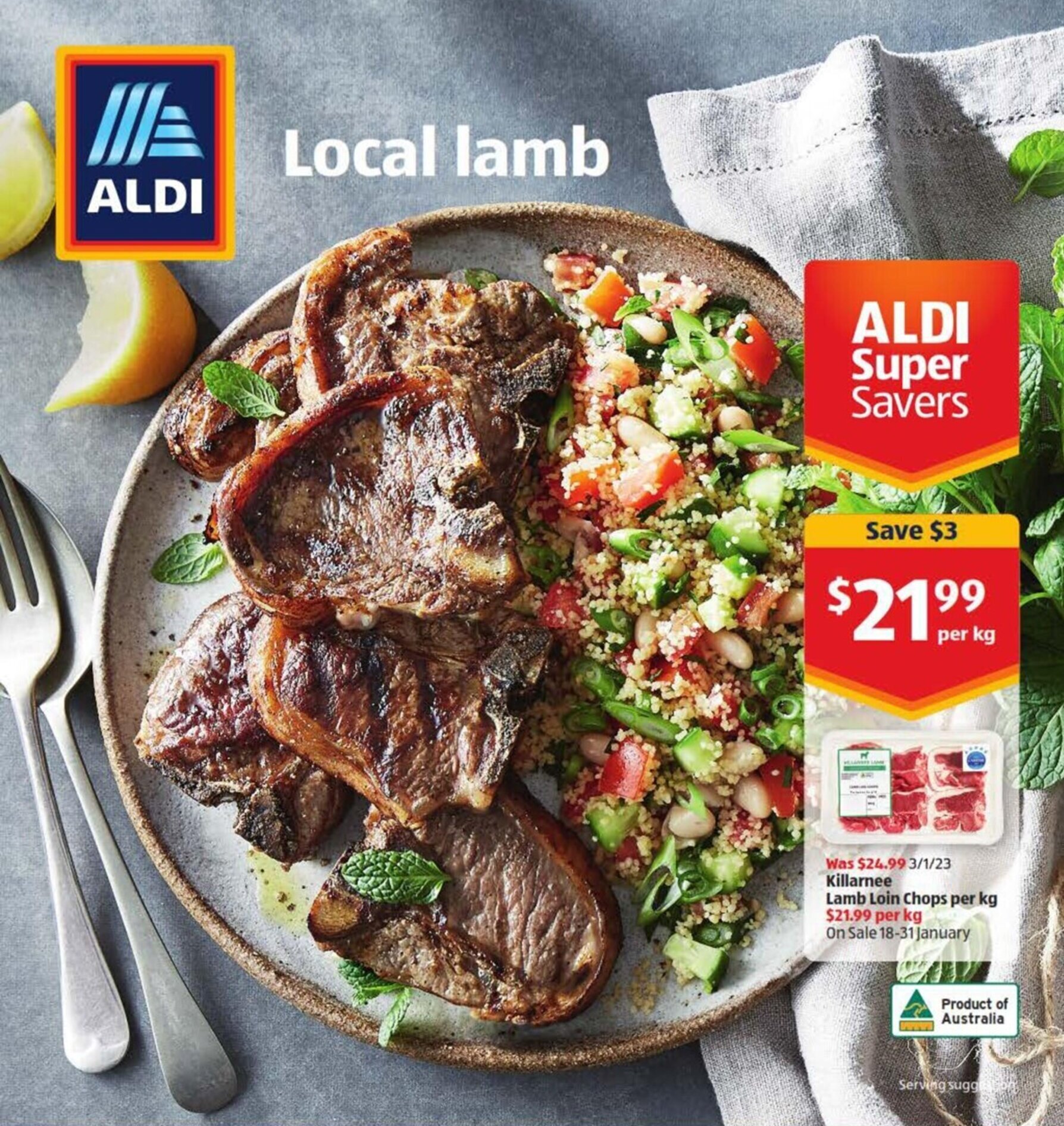 Killarnee Lamb Loin Chops per kg offer at ALDI