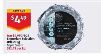 ALDI Emporium selection brie trime cream offer